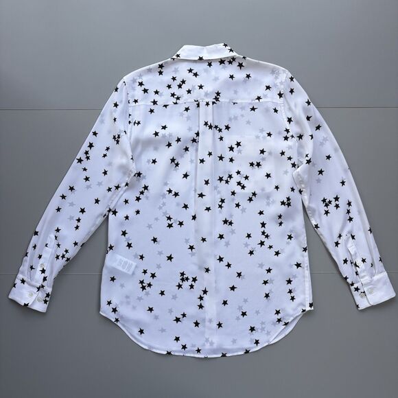 Equipment Femme Black White Stars Starry Night Silk Blouse Small Preppy Office - Picture 5 of 11